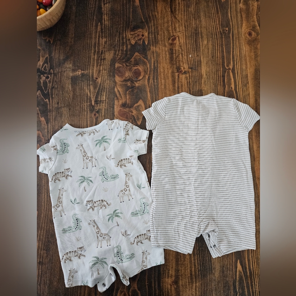 Baby Animal and Striped Romper Set